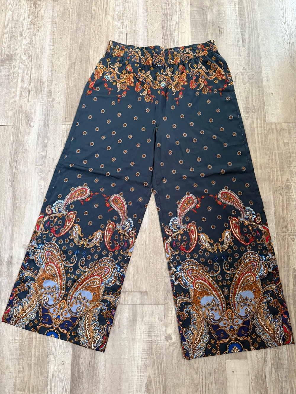 Boho Paisley Navy satin pants